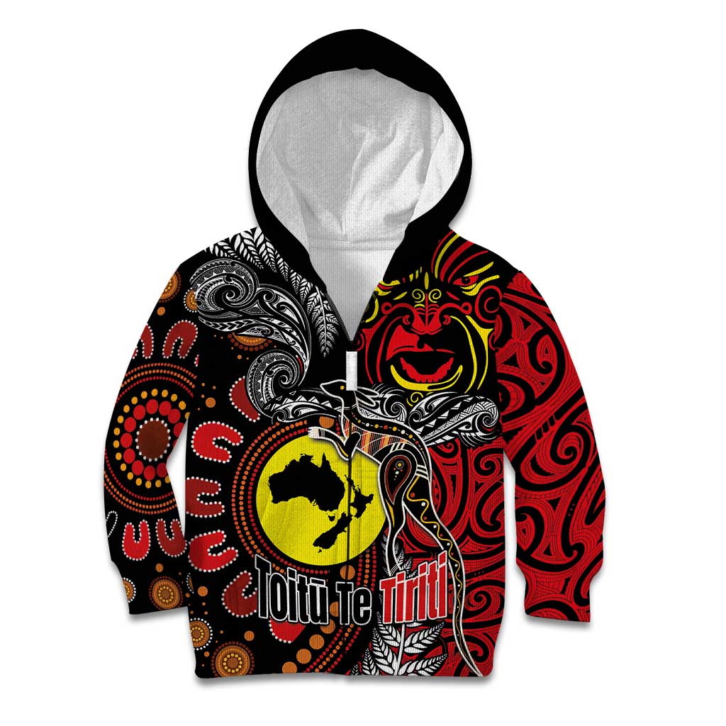 Aotearoa and Australia Toitu Te Tiriti Kid Hoodie Honour the Treaty - Stand Together Stand Stronger