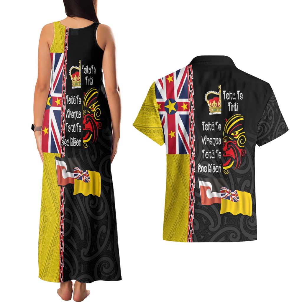 Aotearoa and Niue Toitu Te Tiriti Couples Matching Tank Maxi Dress and Hawaiian Shirt Honour the Treaty - Fight Together Stand Together LT03 - Polynesian Pride