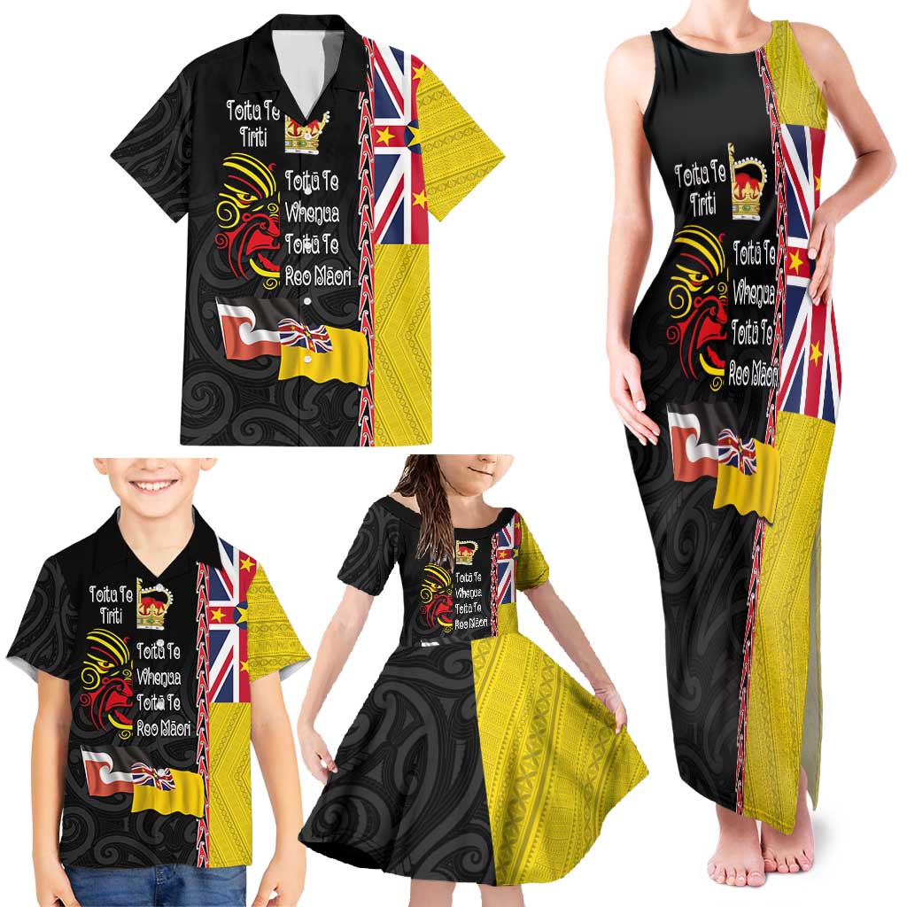Aotearoa and Niue Toitu Te Tiriti Family Matching Tank Maxi Dress and Hawaiian Shirt Honour the Treaty - Fight Together Stand Together LT03 - Polynesian Pride