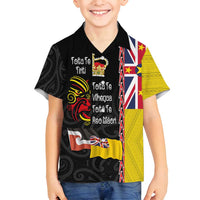 Aotearoa and Niue Toitu Te Tiriti Family Matching Tank Maxi Dress and Hawaiian Shirt Honour the Treaty - Fight Together Stand Together LT03 Son's Shirt Black - Polynesian Pride