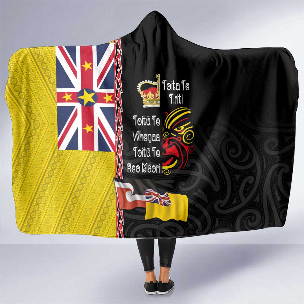 Aotearoa and Niue Toitu Te Tiriti Hooded Blanket Honour the Treaty - Fight Together Stand Together