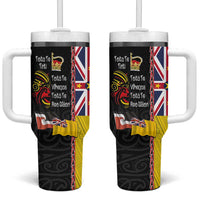 Aotearoa and Niue Toitu Te Tiriti Tumbler With Handle Honour the Treaty - Fight Together Stand Together LT03 One Size: 40 oz Black - Polynesian Pride