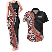 Aotearoa Maori Stylized Koru - Silver Ferns Couples Matching Tank Maxi Dress and Hawaiian Shirt