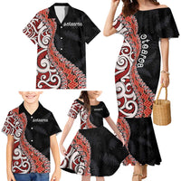 Aotearoa Maori Stylized Koru - Silver Ferns Family Matching Mermaid Dress and Hawaiian Shirt LT03 - Polynesian Pride