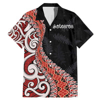 Aotearoa Maori Stylized Koru - Silver Ferns Family Matching Mermaid Dress and Hawaiian Shirt LT03 Dad's Shirt - Short Sleeve Red - Polynesian Pride