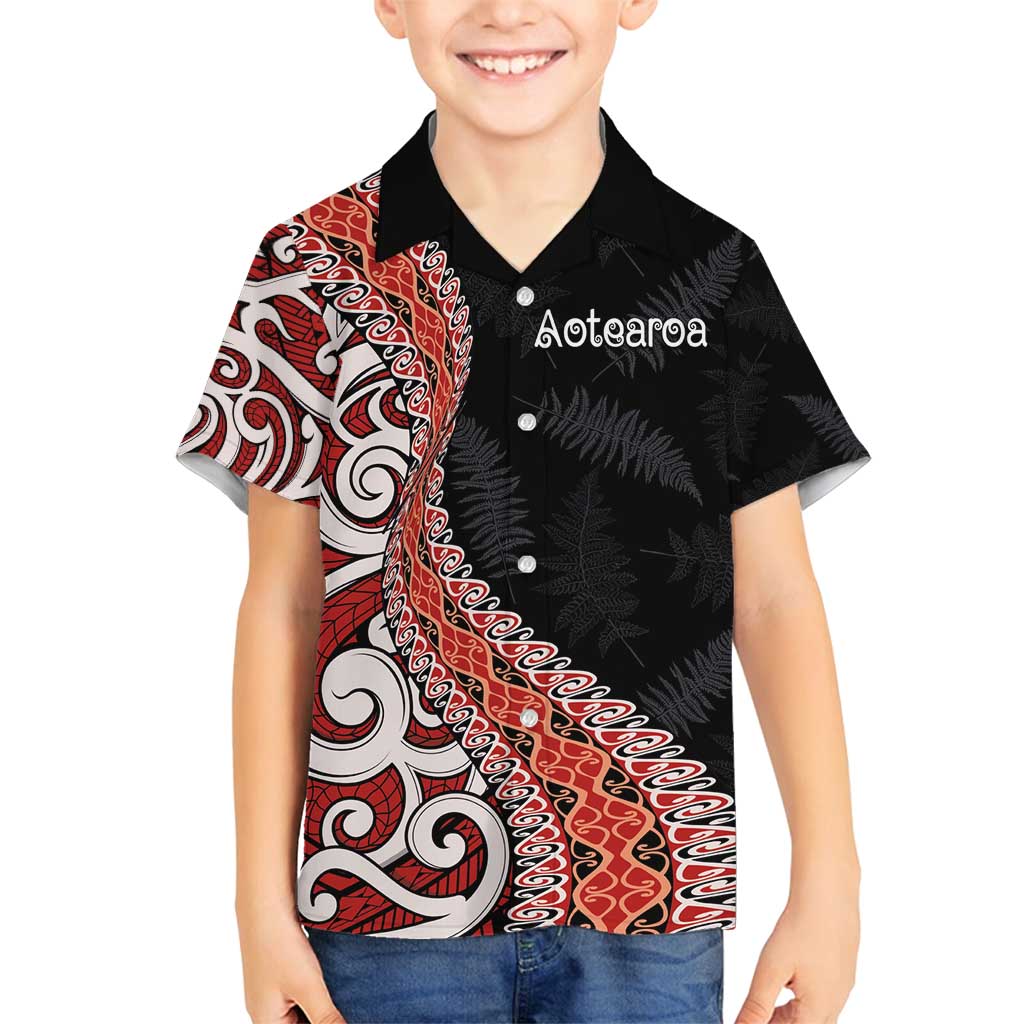 Aotearoa Maori Stylized Koru - Silver Ferns Family Matching Off Shoulder Short Dress and Hawaiian Shirt