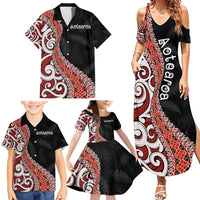 Aotearoa Maori Stylized Koru - Silver Ferns Family Matching Summer Maxi Dress and Hawaiian Shirt LT03 - Polynesian Pride