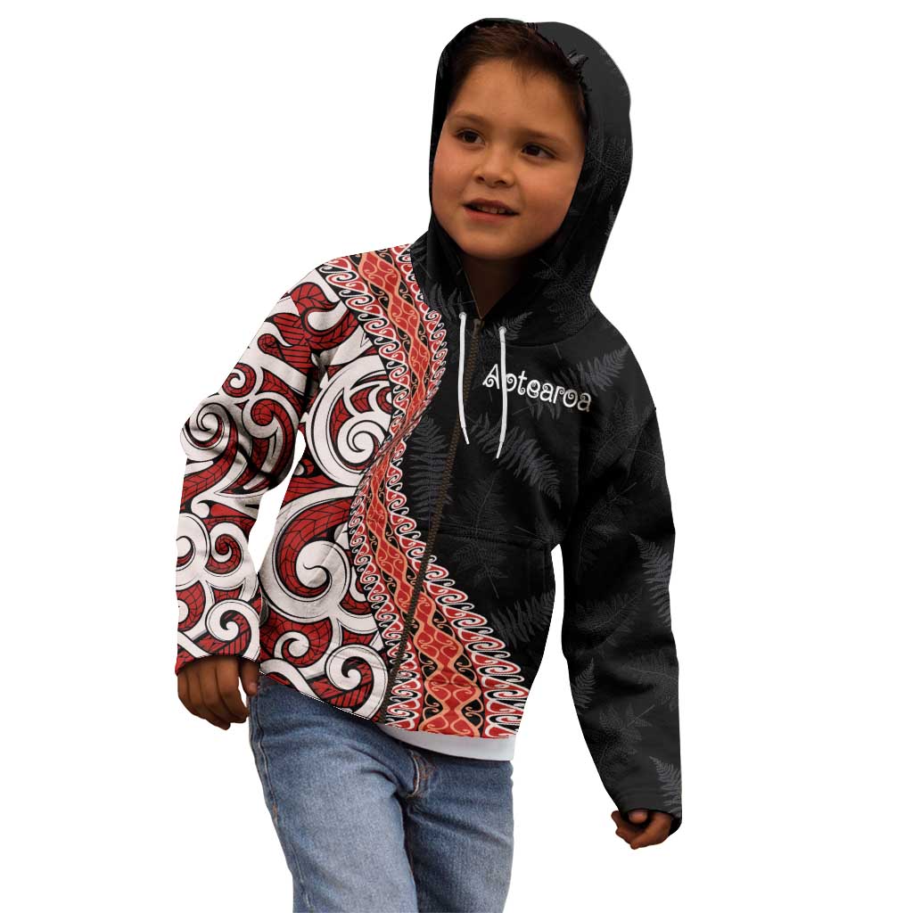 Aotearoa Maori Stylized Koru - Silver Ferns Kid Hoodie
