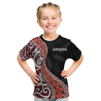 Aotearoa Maori Stylized Koru - Silver Ferns Kid T Shirt LT03 Red - Polynesian Pride