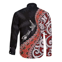 Aotearoa Maori Stylized Koru - Silver Ferns Long Sleeve Button Shirt LT03 - Polynesian Pride