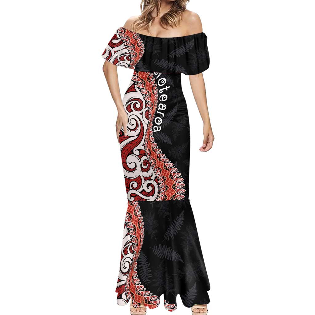 Aotearoa Maori Stylized Koru - Silver Ferns Mermaid Dress LT03 - Polynesian Pride