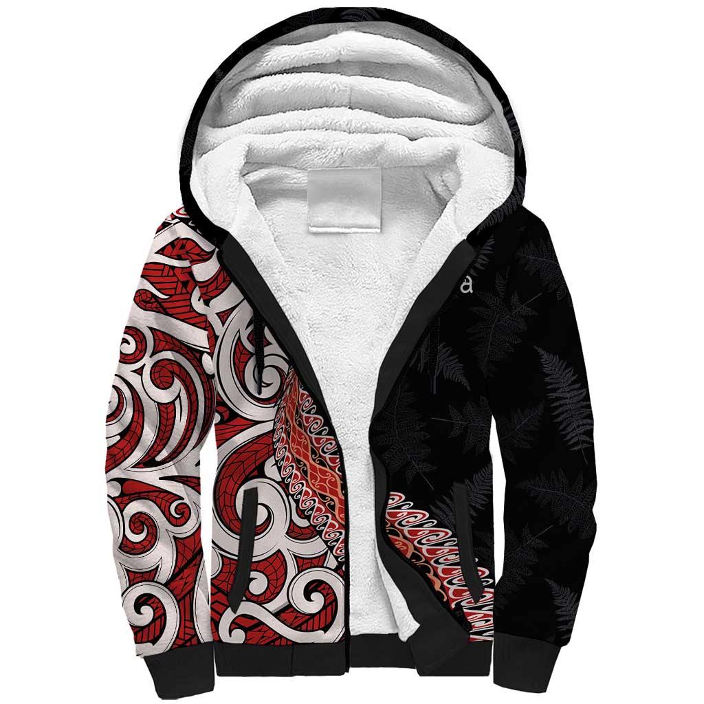 Aotearoa Maori Stylized Koru - Silver Ferns Sherpa Hoodie