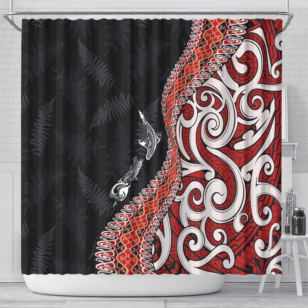 Aotearoa Maori Stylized Koru - Silver Ferns Shower Curtain LT03 - Polynesian Pride