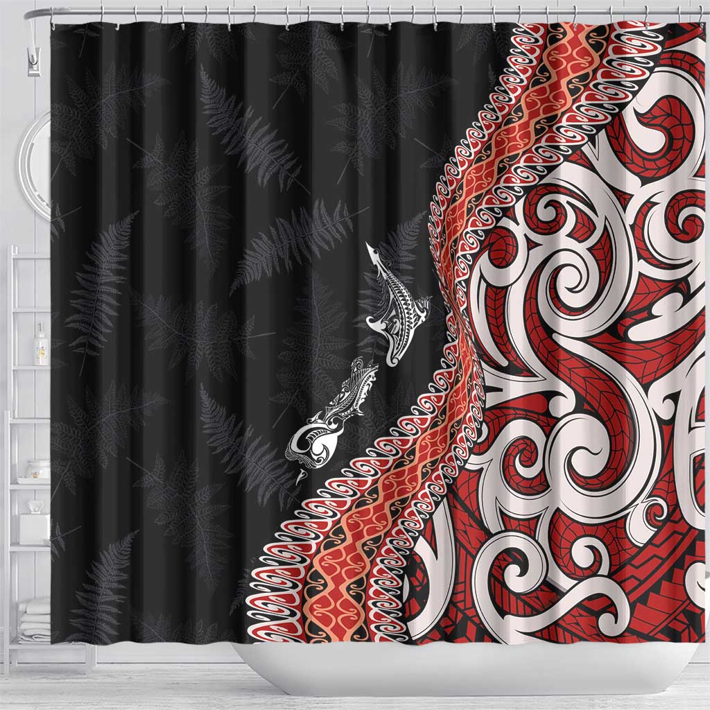 Aotearoa Maori Stylized Koru - Silver Ferns Shower Curtain LT03 - Polynesian Pride