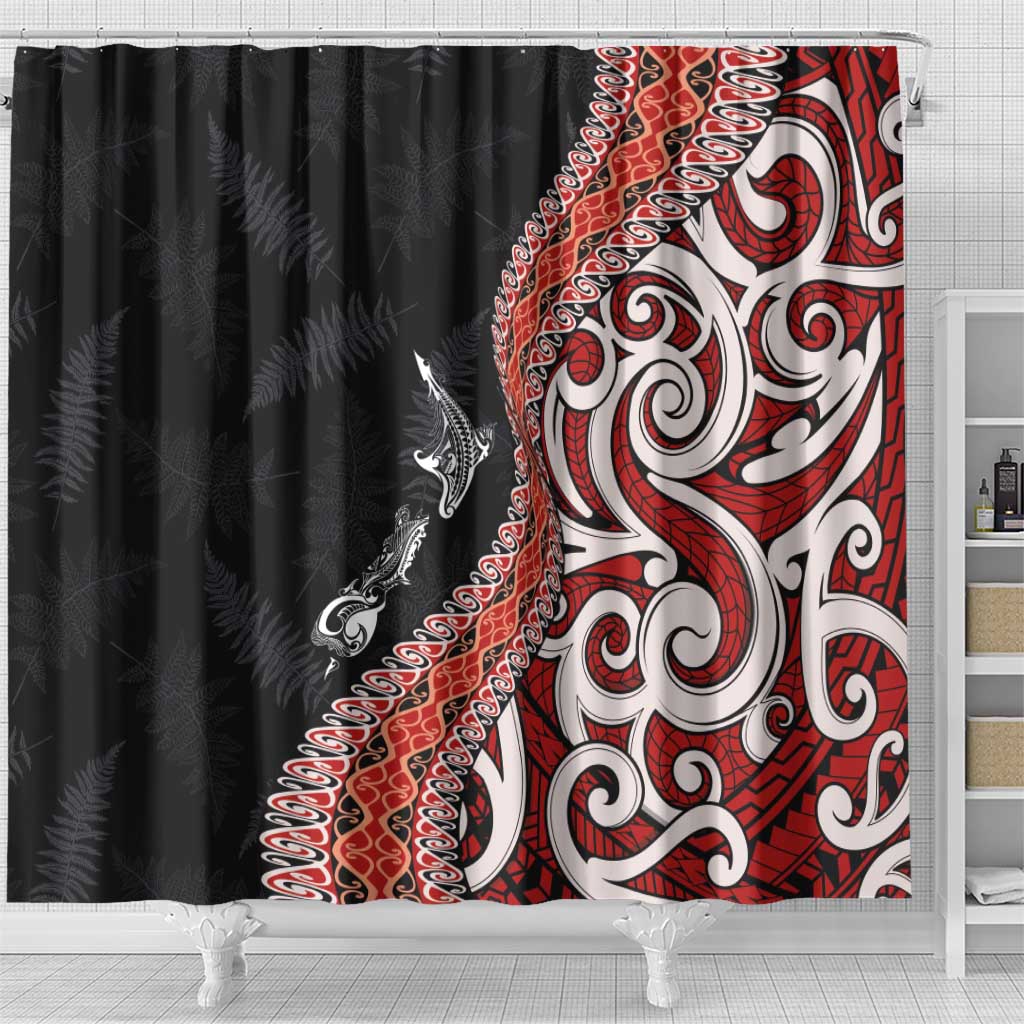 Aotearoa Maori Stylized Koru - Silver Ferns Shower Curtain LT03 - Polynesian Pride