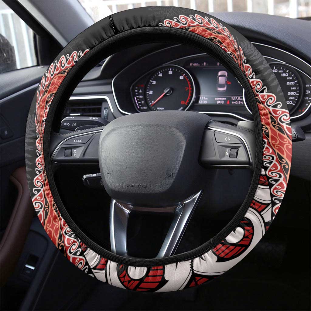 Aotearoa Maori Stylized Koru - Silver Ferns Steering Wheel Cover