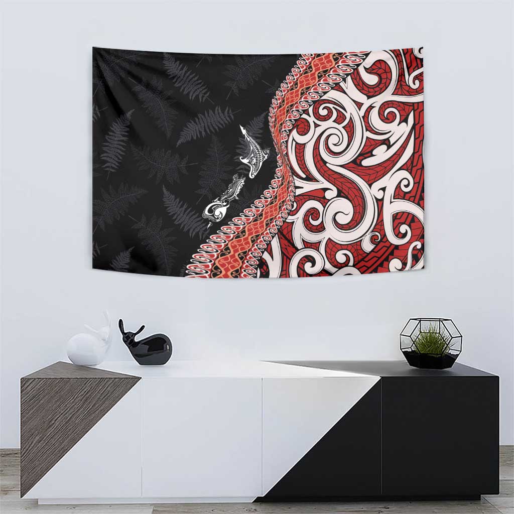 Aotearoa Maori Stylized Koru - Silver Ferns Tapestry