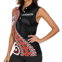 Aotearoa Maori Stylized Koru - Silver Ferns Women Sleeveless Polo Shirt