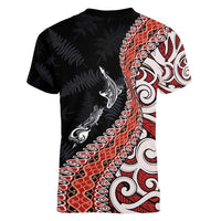 Aotearoa Maori Stylized Koru - Silver Ferns Women V-Neck T-Shirt LT03 - Polynesian Pride