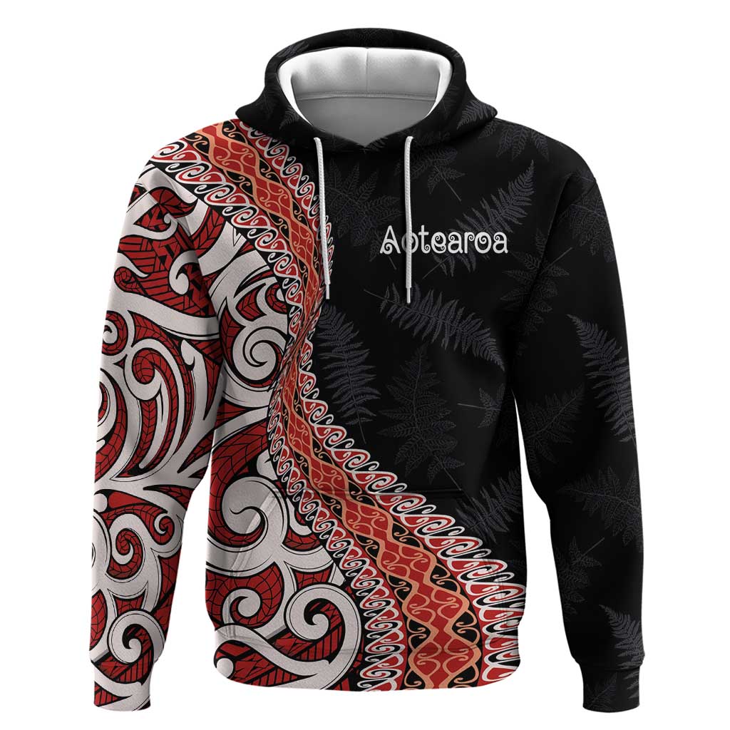 Aotearoa Maori Stylized Koru - Silver Ferns Zip Hoodie