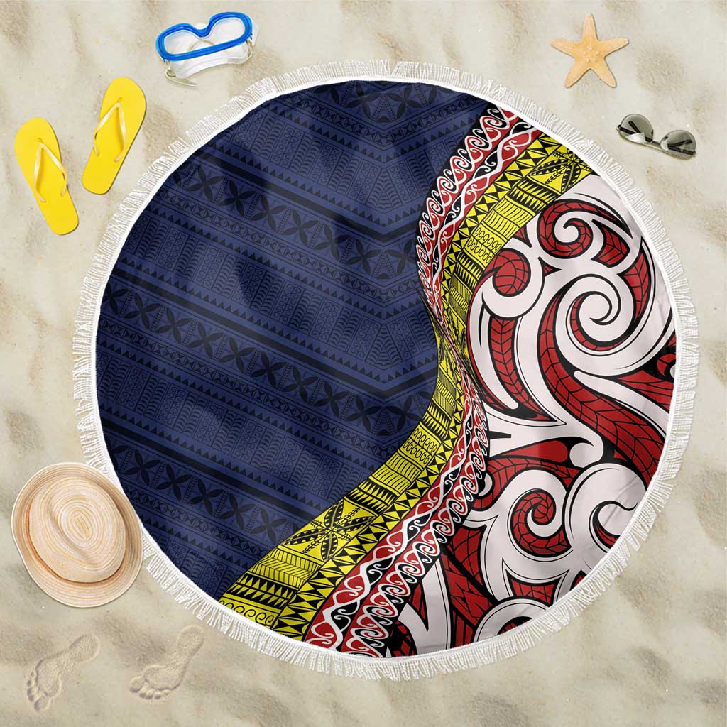 Aotearoa and Niue Beach Blanket Hiapo Maori Stylized Koru