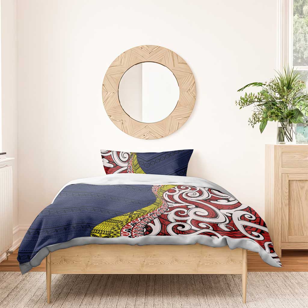 Aotearoa and Niue Bedding Set Hiapo Maori Stylized Koru