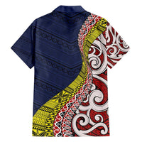 Aotearoa and Niue Family Matching Off Shoulder Maxi Dress and Hawaiian Shirt Hiapo Maori Stylized Koru