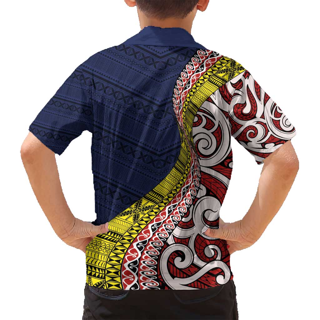 Aotearoa and Niue Family Matching Puletasi and Hawaiian Shirt Hiapo Maori Stylized Koru LT03 - Polynesian Pride