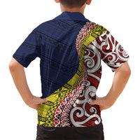 Aotearoa and Niue Family Matching Puletasi and Hawaiian Shirt Hiapo Maori Stylized Koru LT03 - Polynesian Pride