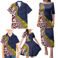Aotearoa and Niue Family Matching Puletasi and Hawaiian Shirt Hiapo Maori Stylized Koru LT03 - Polynesian Pride