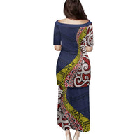 Aotearoa and Niue Family Matching Puletasi and Hawaiian Shirt Hiapo Maori Stylized Koru LT03 - Polynesian Pride
