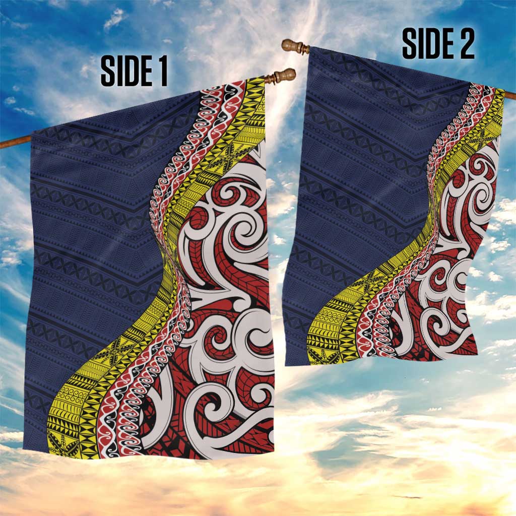 Aotearoa and Niue Garden Flag Hiapo Maori Stylized Koru