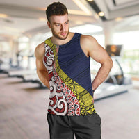 Aotearoa and Niue Men Tank Top Hiapo Maori Stylized Koru LT03 Blue - Polynesian Pride