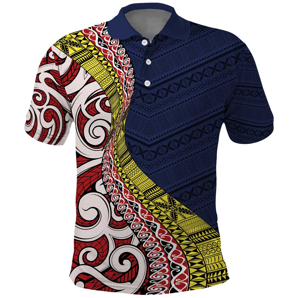 Aotearoa and Niue Polo Shirt Hiapo Maori Stylized Koru