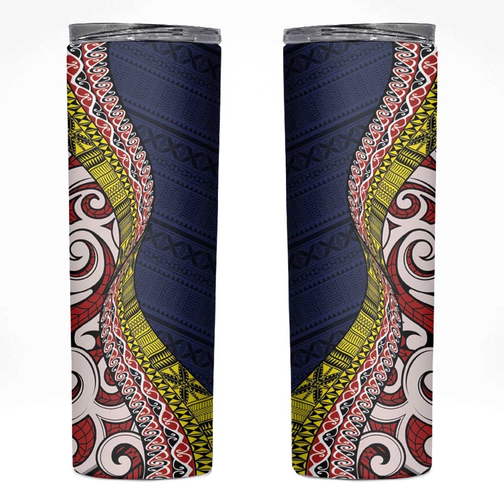 Aotearoa and Niue Skinny Tumbler Hiapo Maori Stylized Koru