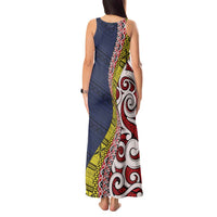 Aotearoa and Niue Tank Maxi Dress Hiapo Maori Stylized Koru