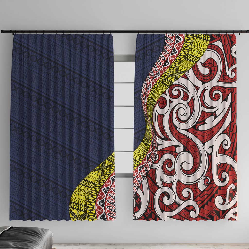 Aotearoa and Niue Window Curtain Hiapo Maori Stylized Koru