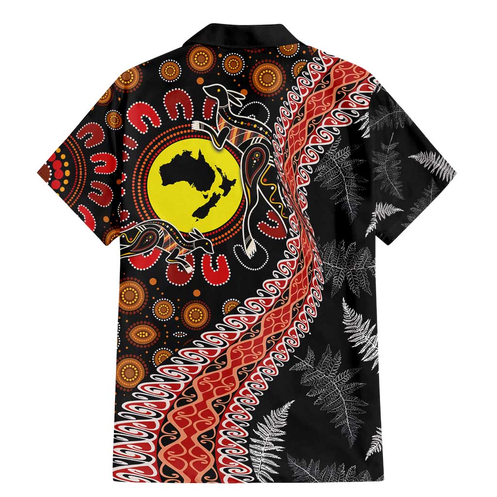 Aotearoa and Australia Family Matching Mermaid Dress and Hawaiian Shirt Maori Koru Ferns With Aboriginal Kangaroo LT03 - Polynesian Pride