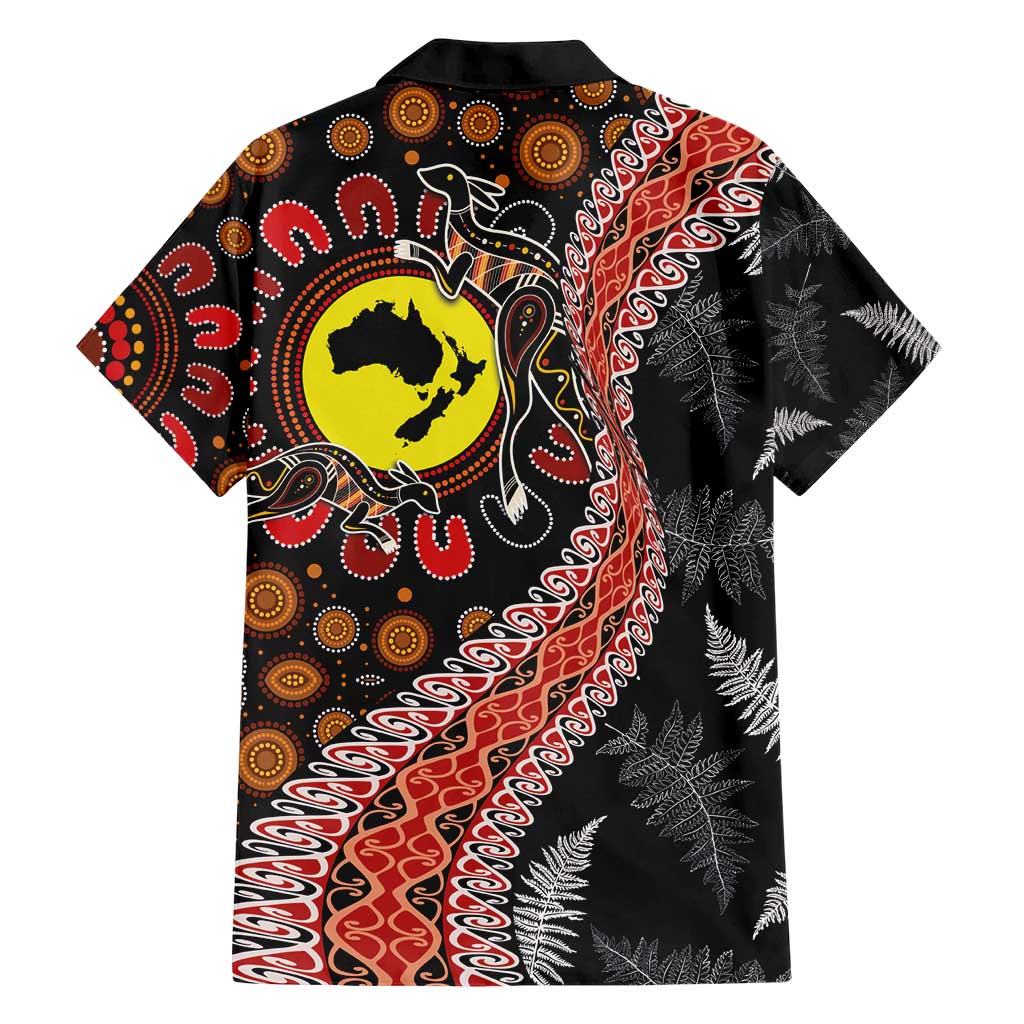 Aotearoa and Australia Hawaiian Shirt Maori Koru Ferns With Aboriginal Kangaroo
