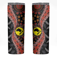 Aotearoa and Australia Skinny Tumbler Maori Koru Ferns With Aboriginal Kangaroo LT03 Black - Polynesian Pride