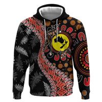 Aotearoa and Australia Zip Hoodie Maori Koru Ferns With Aboriginal Kangaroo