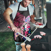 Hawaiian Couple Turtles Honi Apron Polynesian Art Motifs and Hibiscus Black Red Color - Polynesian Pride