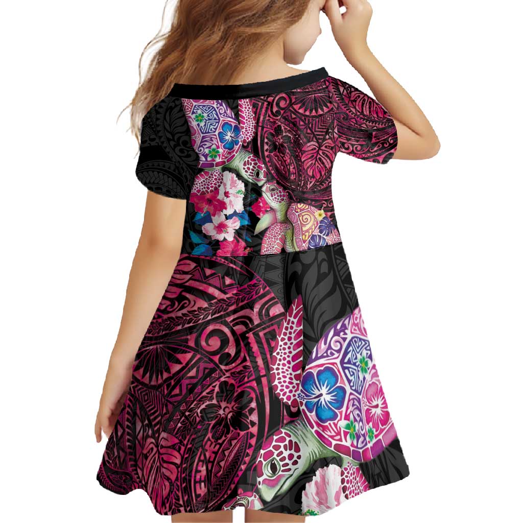 Hawaiian Couple Turtles Honi Family Matching Mermaid Dress and Hawaiian Shirt Polynesian Art Motifs and Hibiscus Black Red Color - Polynesian Pride