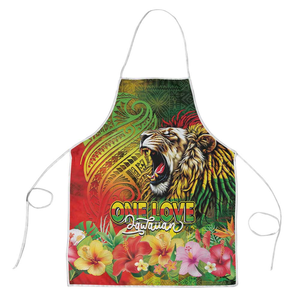 Hawaiian Reggae Apron Jawaiian One Love-Tribal Tatoos and Rastafari Lion - Polynesian Pride