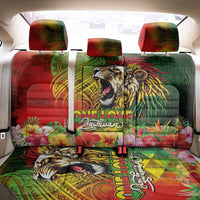 Hawaiian Reggae Back Car Seat Cover Jawaiian One Love-Tribal Tatoos and Rastafari Lion - Polynesian Pride