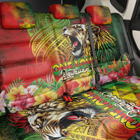 Hawaiian Reggae Back Car Seat Cover Jawaiian One Love-Tribal Tatoos and Rastafari Lion - Polynesian Pride