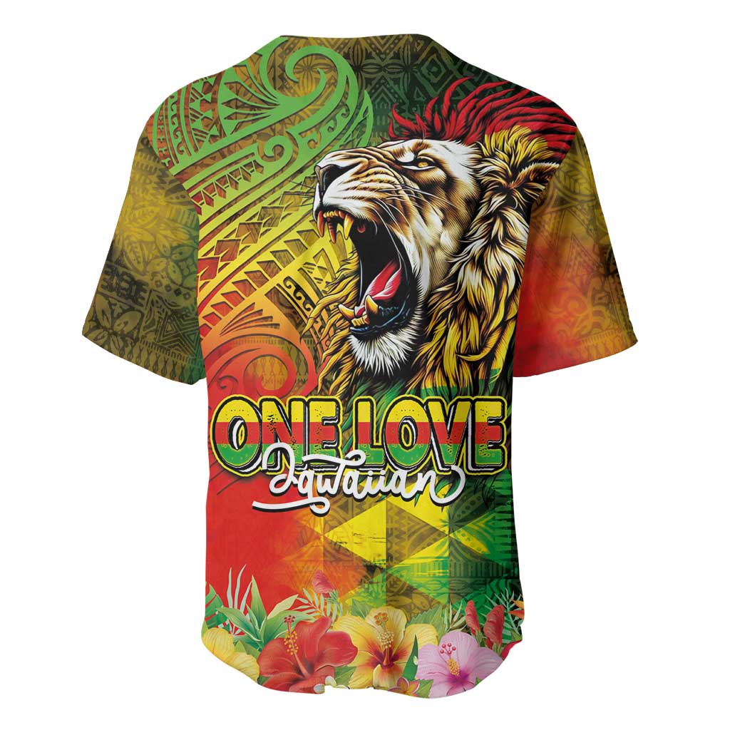 Hawaiian Reggae Baseball Jersey Jawaiian One Love-Tribal Tatoos and Rastafari Lion LT03 - Polynesian Pride