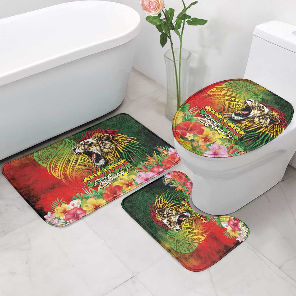 Hawaiian Reggae Bathroom Set Jawaiian One Love-Tribal Tatoos and Rastafari Lion - Polynesian Pride