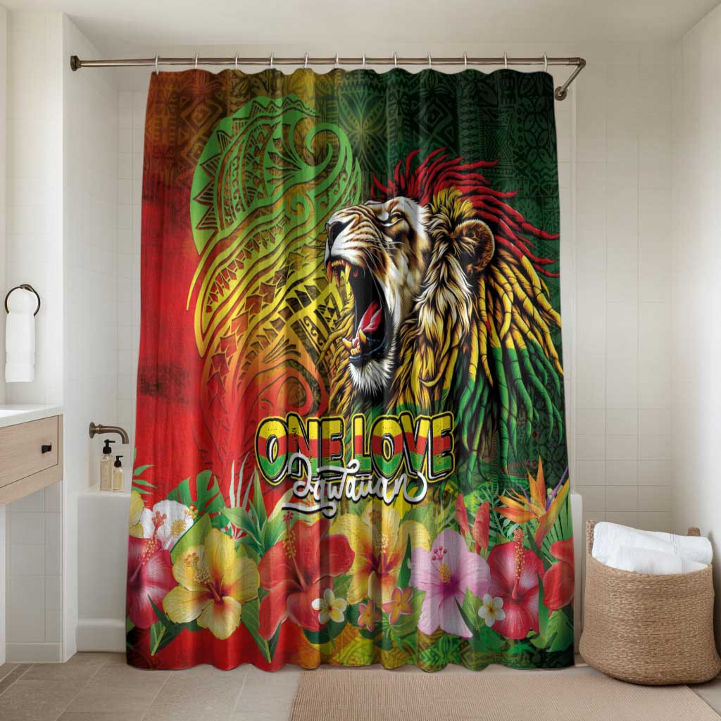 Hawaiian Reggae Bathroom Set Jawaiian One Love-Tribal Tatoos and Rastafari Lion - Polynesian Pride