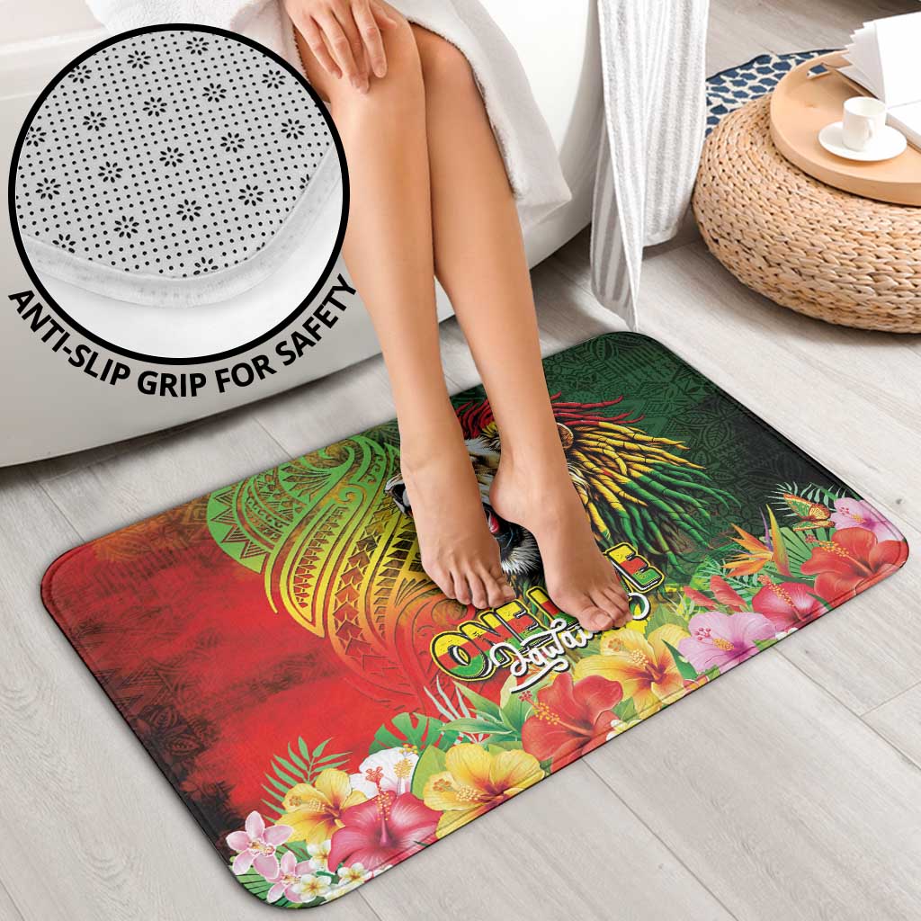 Hawaiian Reggae Bathroom Set Jawaiian One Love-Tribal Tatoos and Rastafari Lion - Polynesian Pride